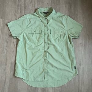 Eddie Bauer Sage Green Camp button down outdoor sports Shirt Lg